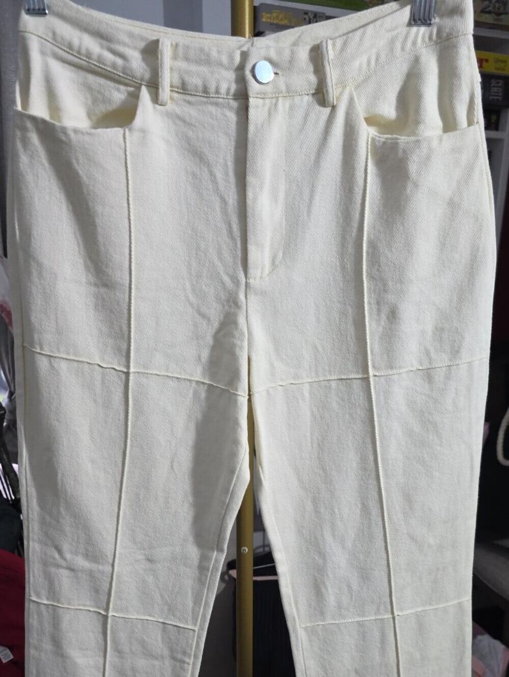 Cider Wide-Leg High-Rise Cotton Pants in Cream - Picture 4 of 9